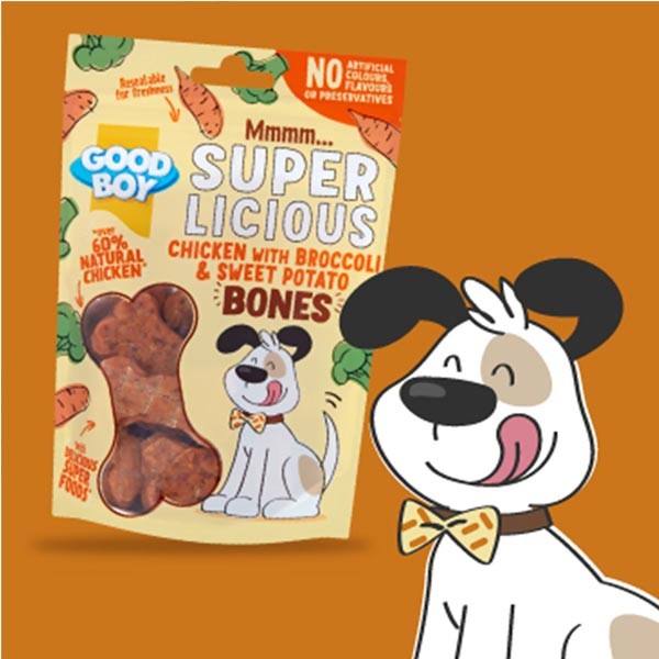 Good Boy SuperLicious Chicken With Broccoli & Sweet Potato Bones 100g Dog Treat