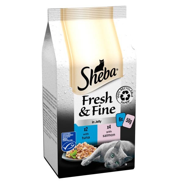 Sheba Fresh & Fine Tuna & Salmon in Jelly Adult 6x50g Wet Cat Food