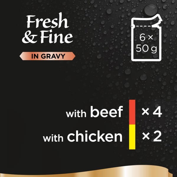 Sheba Fresh & Fine Beef & Chicken in Gravy Adult 6x50g Wet Cat Food