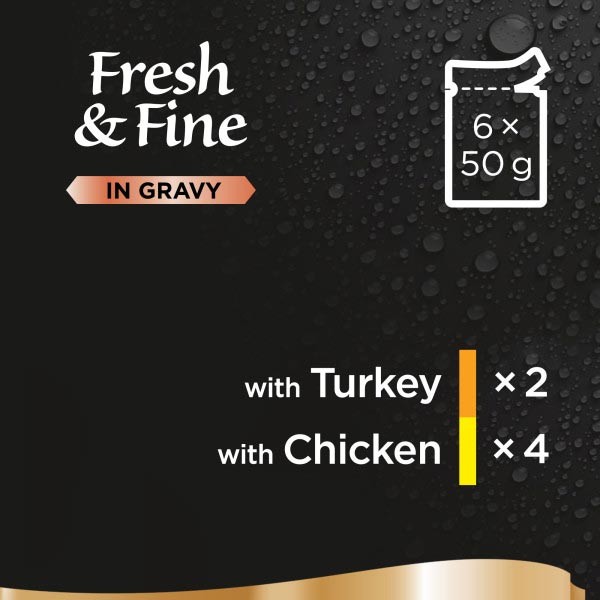 Sheba Fresh & Fine Chicken & Turkey in Gravy Adult 6x50g Wet Cat Food