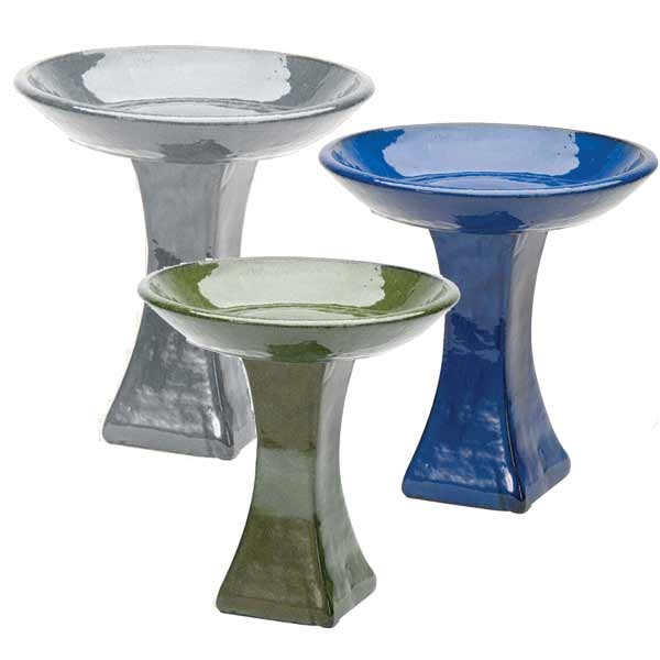 Glazed Modern Bird Bath Assorted Colours