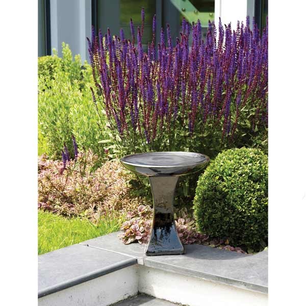 Glazed Modern Bird Bath Assorted Colours