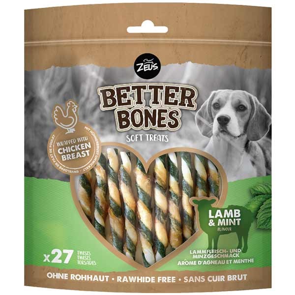 Zeus Better Bones Lamb & Mint Wrapped Twists 27 Pack Dog Treat