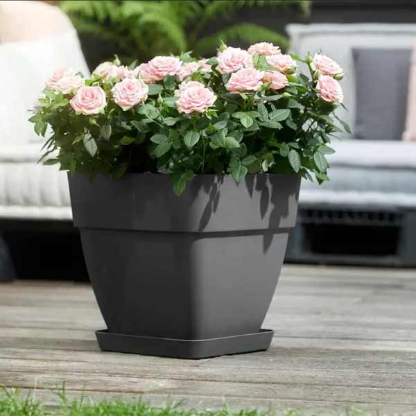 Elho Vibia Campana Square Anthracite 37cm Flower Pot