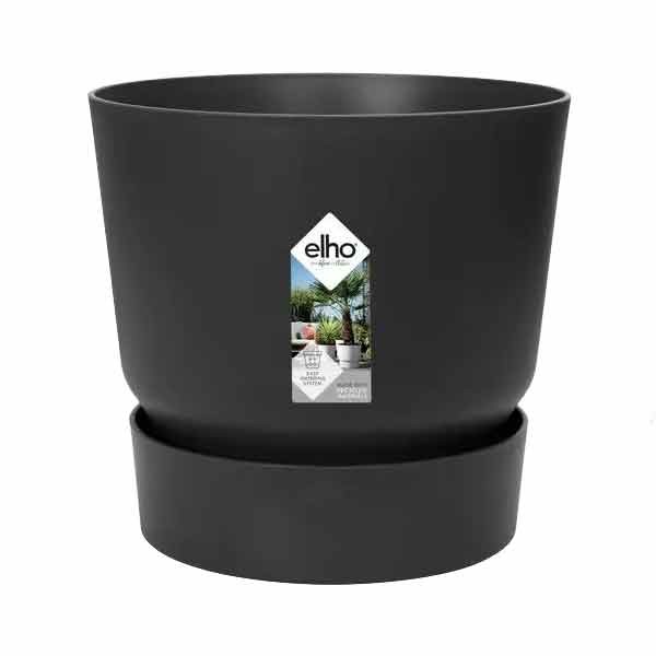 Elho Greenville Round Living Black 14cm Flower Pot