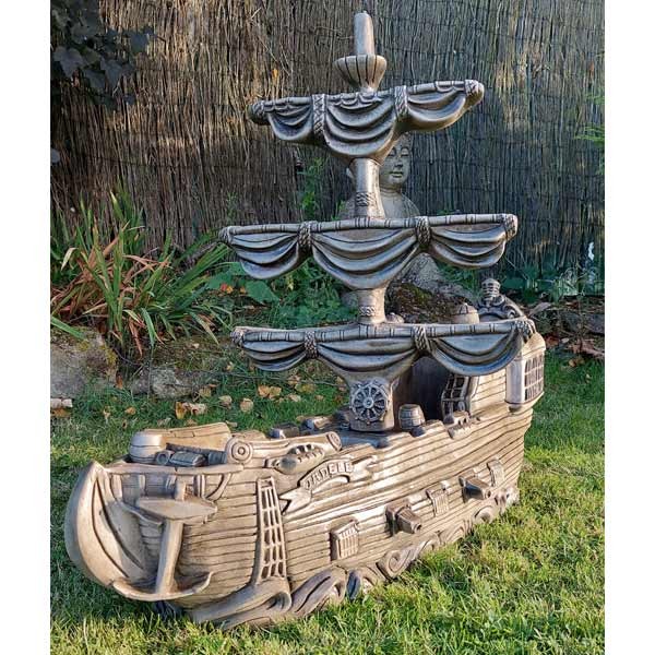 Pirate Ship Stone Garden Ornament 65cm