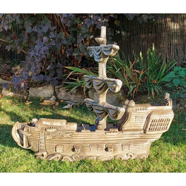 Pirate Ship Stone Garden Ornament 65cm