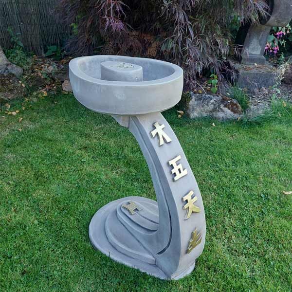 Curved Oriental Stone Bird Bath 55cm