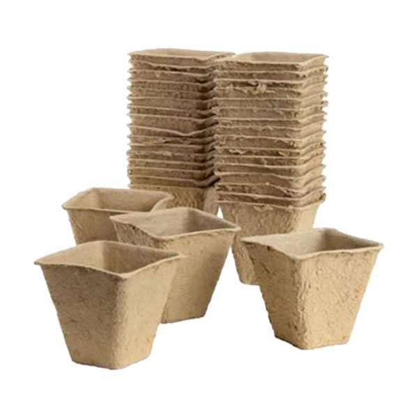 Gro-Sure Fibre Pots Square 6cm 80 Pack