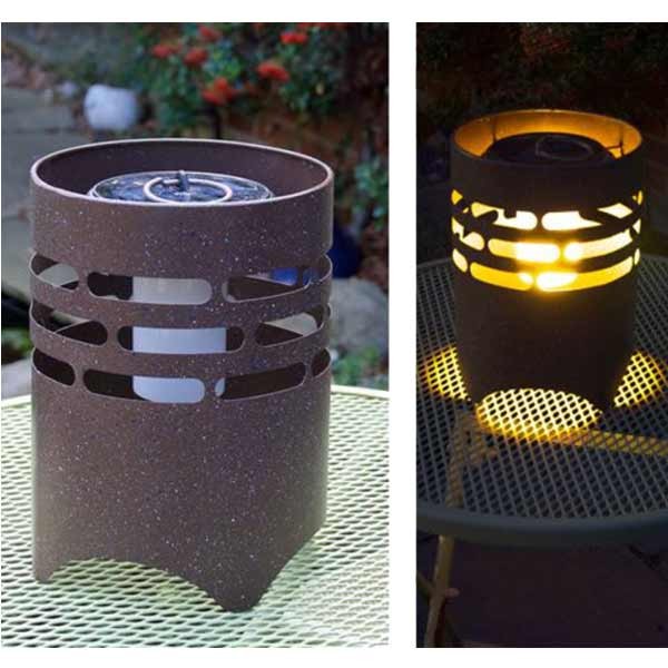 Greenkey Small Table Top Cylinder Shaped Solar Flamelight 18x25.5cm