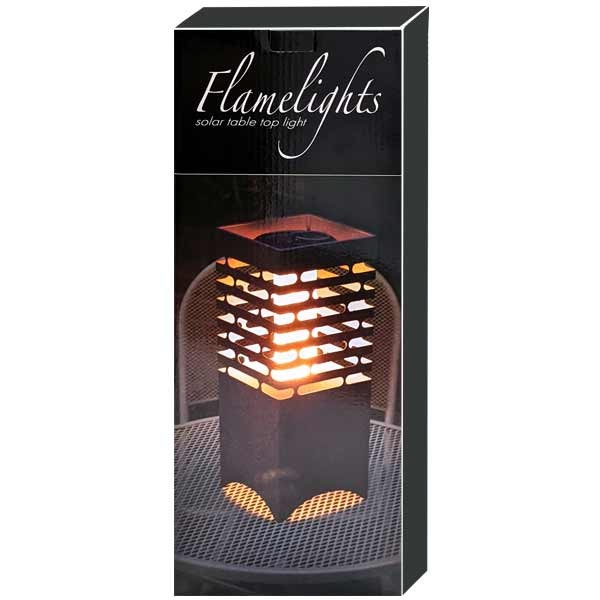 Greenkey Large Table Top Box Shaped Solar Flamelight 16x16x45cm