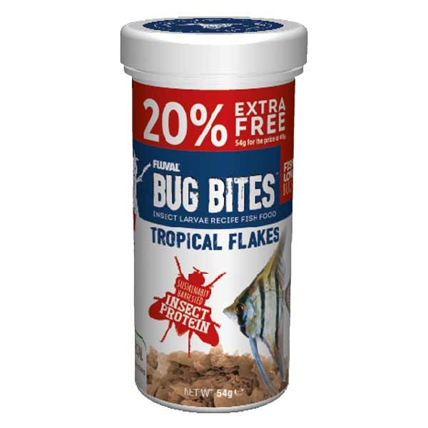 Fluval Bug Bites Tropical Flakes 45g + 20% Extra Free