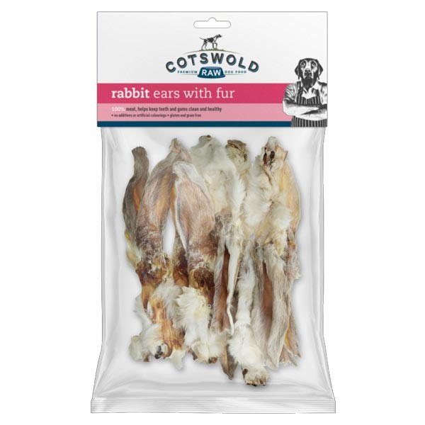 Cotswold Raw Pure Dried Rabbit Ears (With Fur) 100g Dog Treat