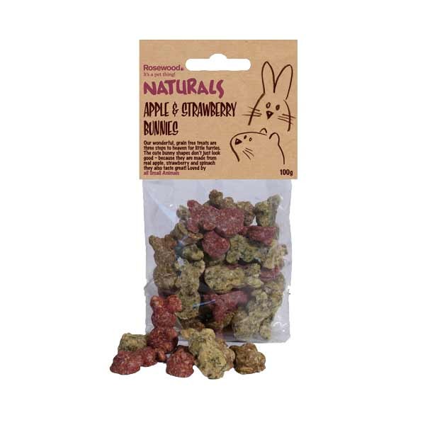 Rosewood Naturals Treats Apple & Strawberry Bunnies 100g