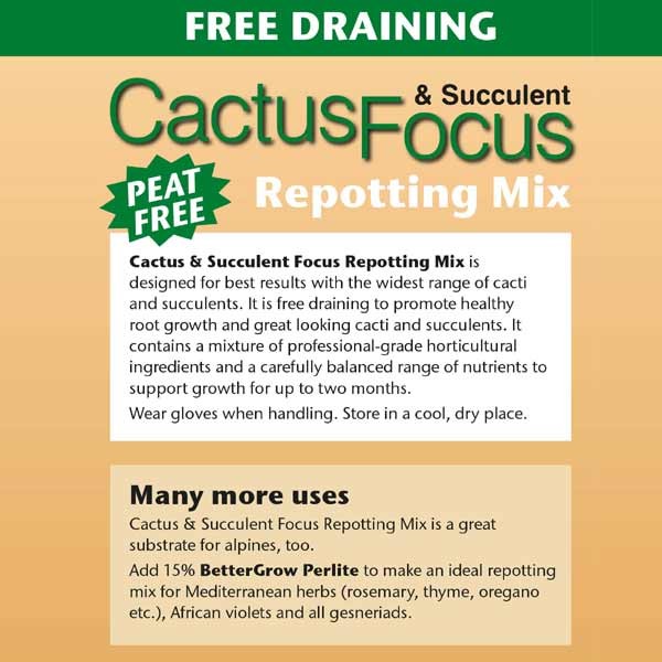 Growth Technology Cactus & Succulent Focus Repotting Mix Peat Free 3 Litres