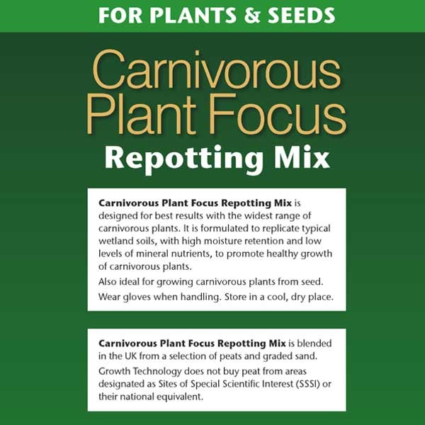 Growth Technology Carnivorous Plant Focus Repotting Mix 3 Litres