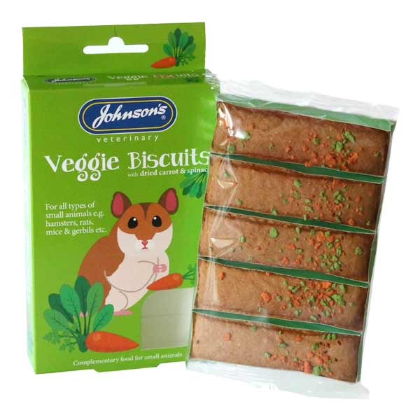 Johnson's Veggie Biscuits with Dried Carrot & Spinach for Small Animals 5 pack