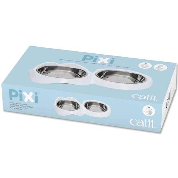 Catit Pixi Double Feeding Dish White