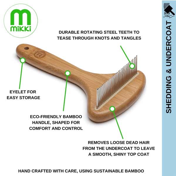 Mikki Bamboo Anti-Tangle Rake – Medium