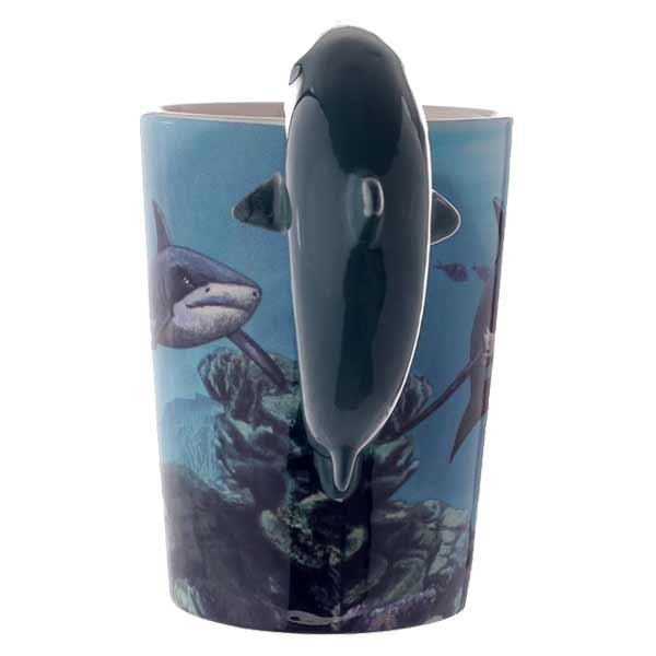 Shark Shaped Handle Mug With Underwater Decal