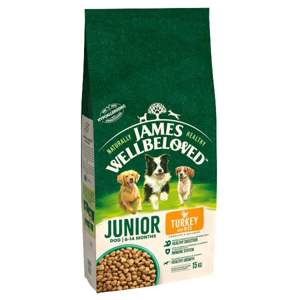 James Wellbeloved Turkey & Rice Junior 15kg Dry Dog Food