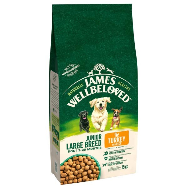 James Wellbeloved Large Breed Turkey & Rice Junior 15kg Dry Dog Food