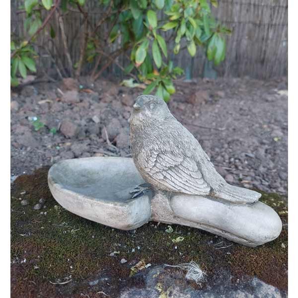 Bird on Trowel Stone Garden Ornament 13cm