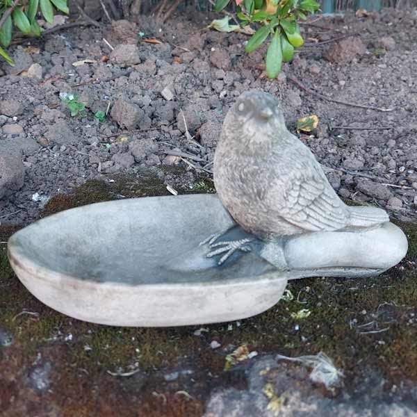 Bird on Trowel Stone Garden Ornament 13cm