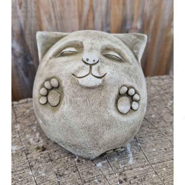 Round Cat Stone Garden Ornament 16cm