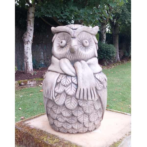 Owl With Scarf Stone Garden Ornament 29cm