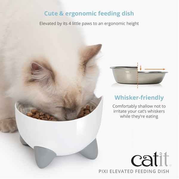 Catit Pixi Elevated Feeding Dish White