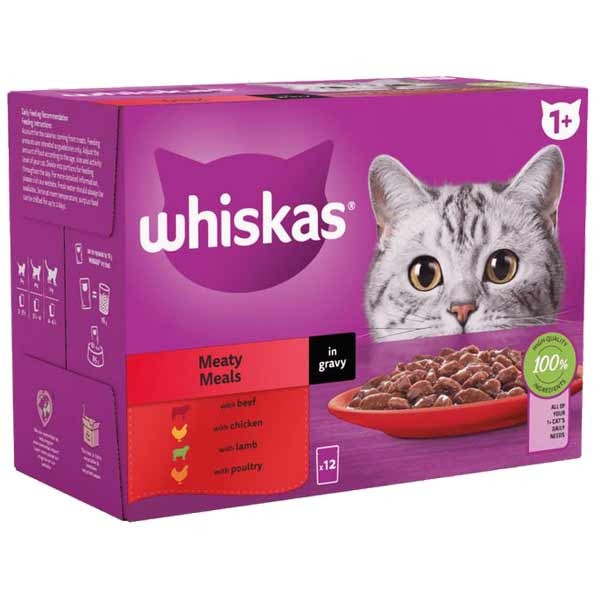 Whiskas Meaty Meals in Gravy Adult 12 x 85g Wet Cat Food