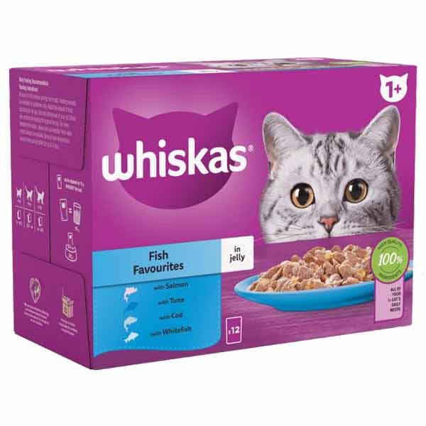 Whiskas Fish Favourites in Jelly Adult 12 x 85g Wet Cat Food