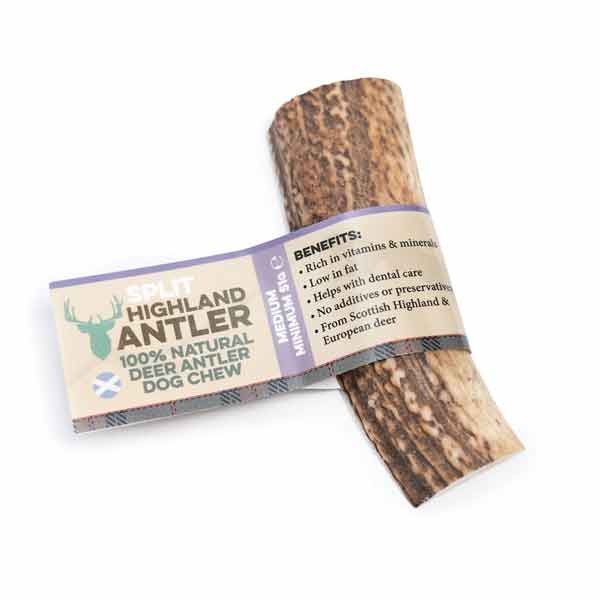 Nova Chews Highland Split Antler 100% Natural Chew Medium Single Dog Treat