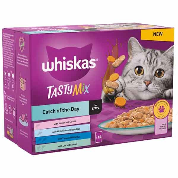 Whiskas Tasty Mix Catch of the Day in Gravy Adult 12 x 85g Wet Cat Food