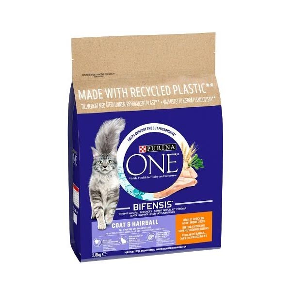 Purina One Coat & Hairball Chicken Adult 2.8kg Dry Cat Food