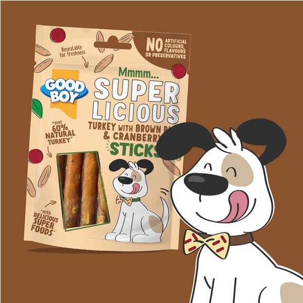 Good Boy Superlicious Turkey with Brown Rice & Cranberry Sticks 70g Dog Treat