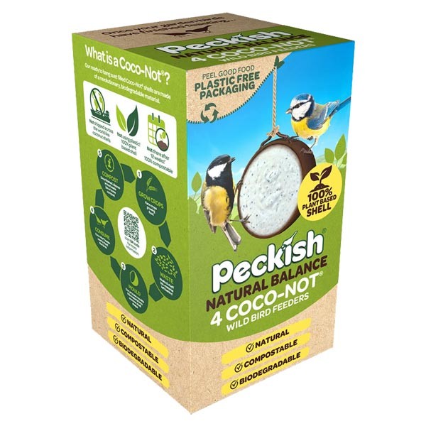 Peckish Natural Balance Coco-Not Wild Bird Feeder 4 Pack