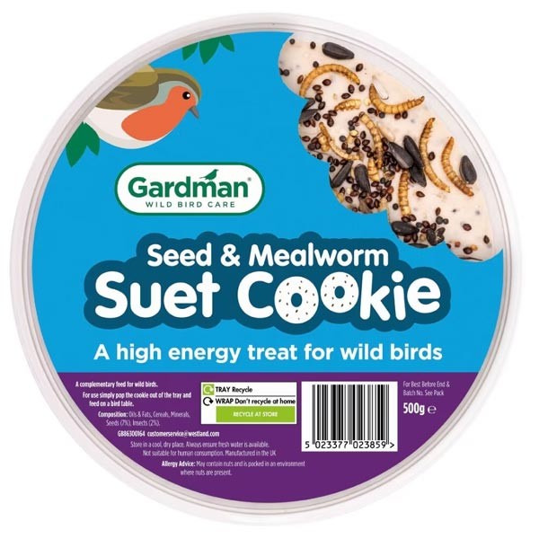 Gardman Wild Bird Care Seed & Mealworm Suet Cookie 500g