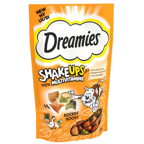 Dreamies Shake Ups with Multivitamins "Rockin Roost" Poultry Flavour 55g Cat Treat