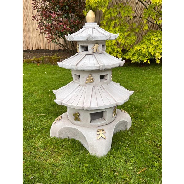 3 Tier Shaolin Temple Oriental Stone Garden Ornament 85cm