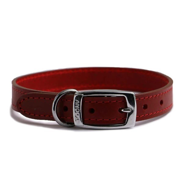 Ancol Classic Leather Collar Red Size 2