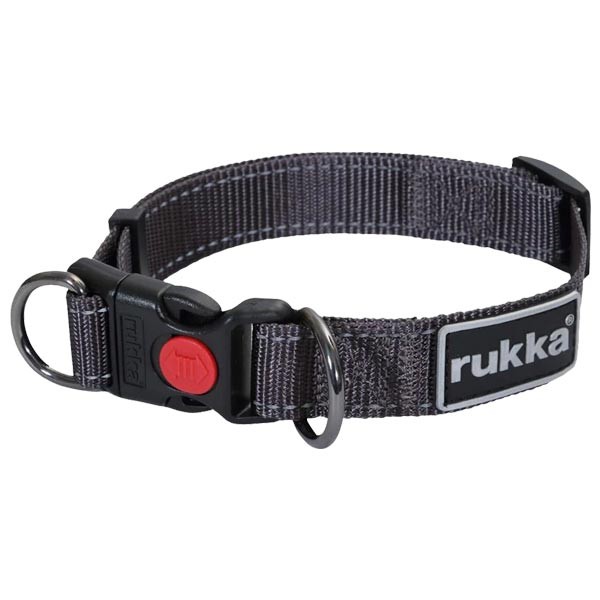 Rukka Bliss Adjustable D Ring Safety Lock Dog Collar Smoke Large