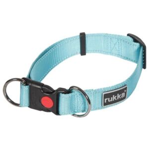 Rukka Bliss Adjustable D Ring Safety Lock Dog Collar Turqoise Large