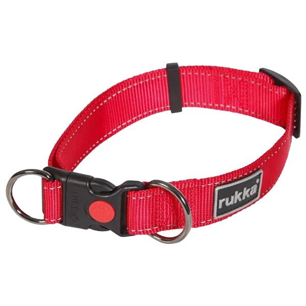 Rukka Bliss Adjustable D Ring Safety Lock Dog Collar Red Large