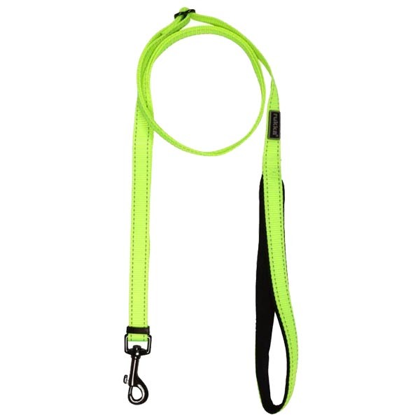 Rukka Bliss Adjustable Reflective Padded Handle Dog Leash Neon Yellow Medium