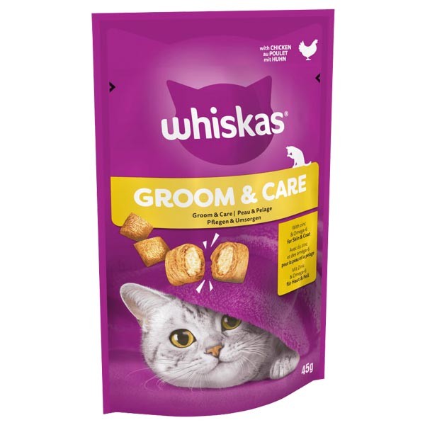 Whiskas Groom & Care with Chicken Adult Cat Treats 45g