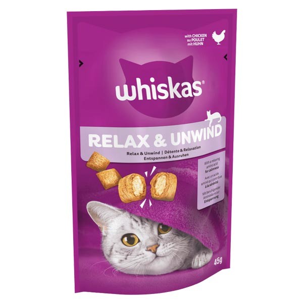 Whiskas Relax & Unwind with Chicken Adult Cat Treats 45g