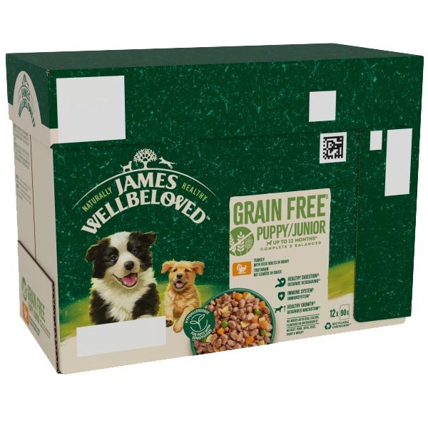 James Wellbeloved Grain Free Turkey in Gravy Puppy 12x90g Wet Dog Food