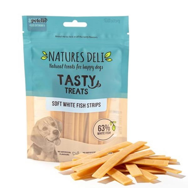 Natures Deli Tasty Treats Soft White Fish Strips 100g